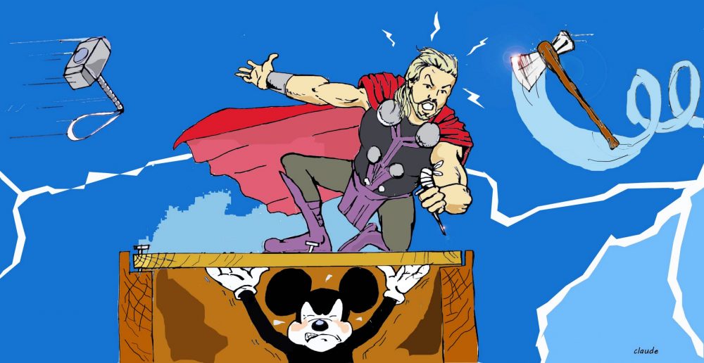 Thor nails Mickey in a box