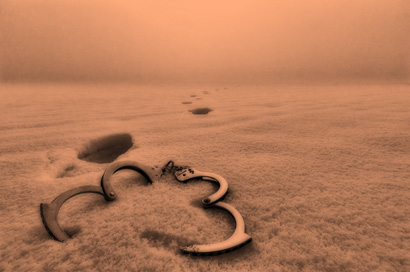 shackles in desert sand