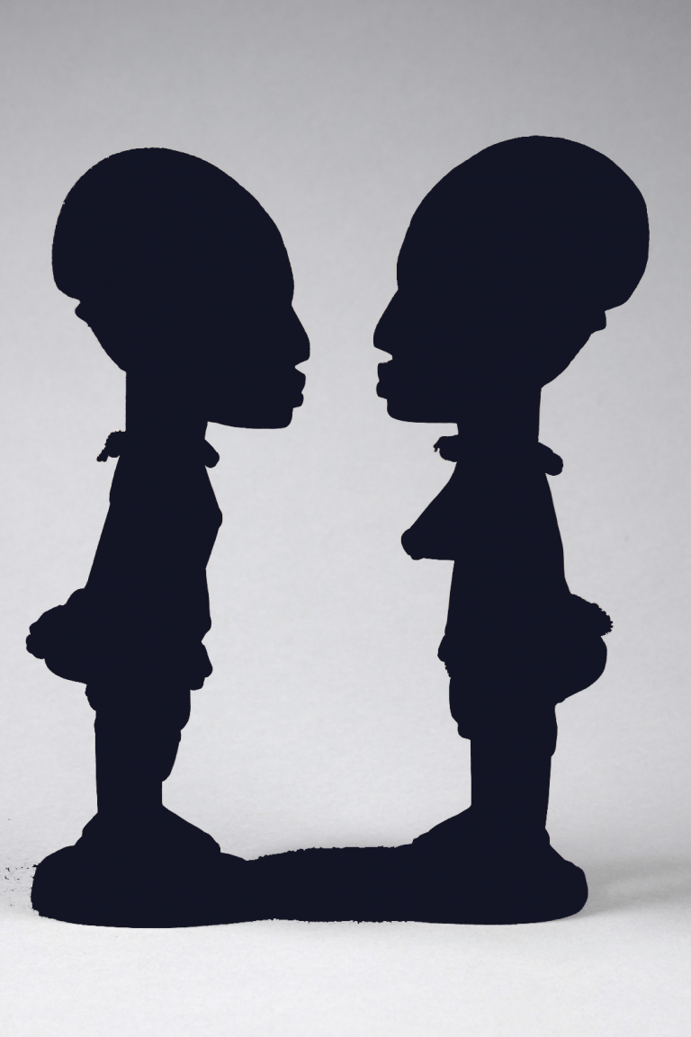 ere ibeji twin figurines in silhouette